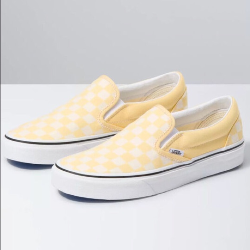Yellow & White Vans slip on
